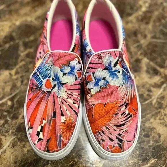 Nike colorful tropical pink/blue slip-on shoes size 8 - Picture 4 of 6